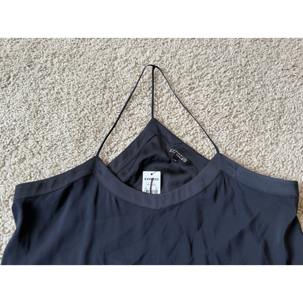 NEW Women's Med EXPRESS Spaghetti Razorback Strap Black Cami ~ Business ~ Casual - Picture 2 of 4